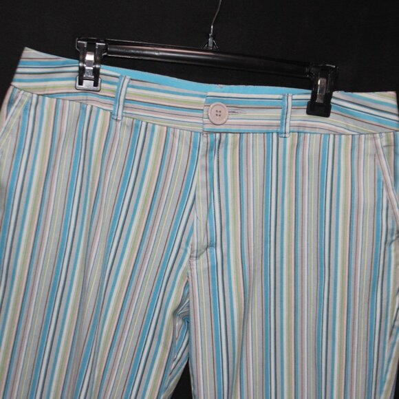 IZOD Stretch Capris Pants Striped Cotton 4 Pockets - Picture 2 of 10